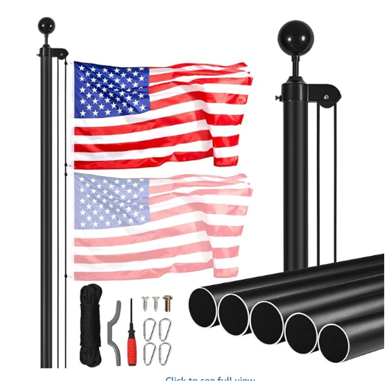VEVOR 20FT Sectional Flagpole Kit, Heavy Duty Aluminum Alloy in Ground Poles for Outside