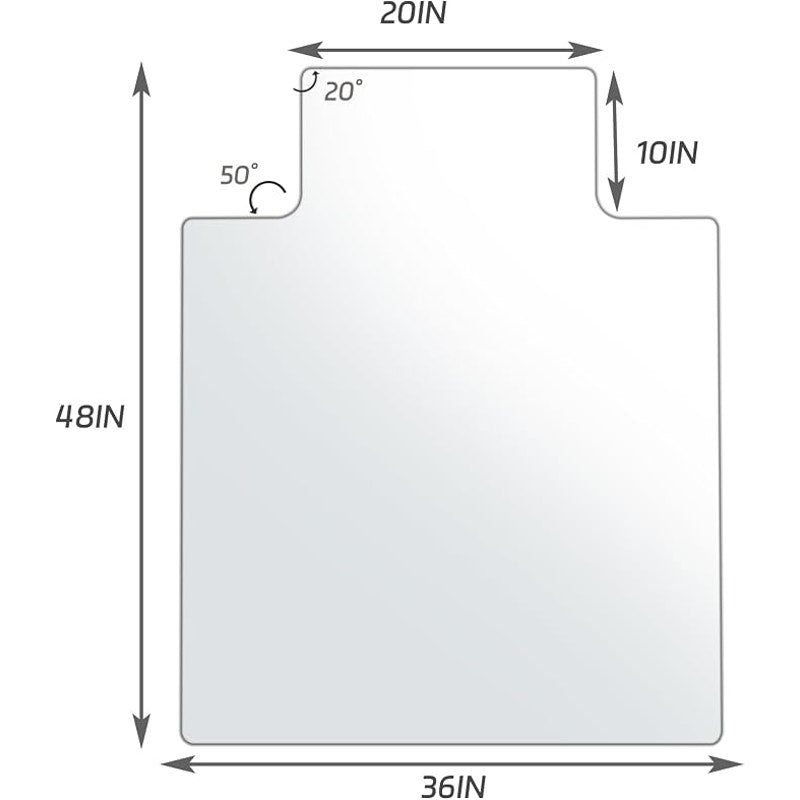 36"x48" Irregular Tempered Glass Office Chair Mat, 1/5" Thick, Hardwood Floor/Carpeted Floors, Clear
