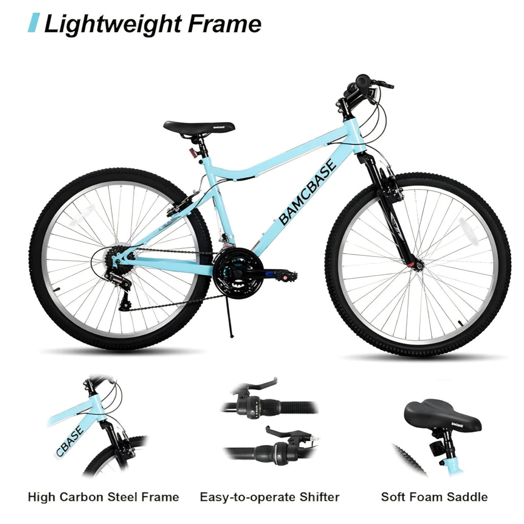26 Inch Womens and Mens Mountain Bike, 18 Speed Steel Frame Adult Bicycle