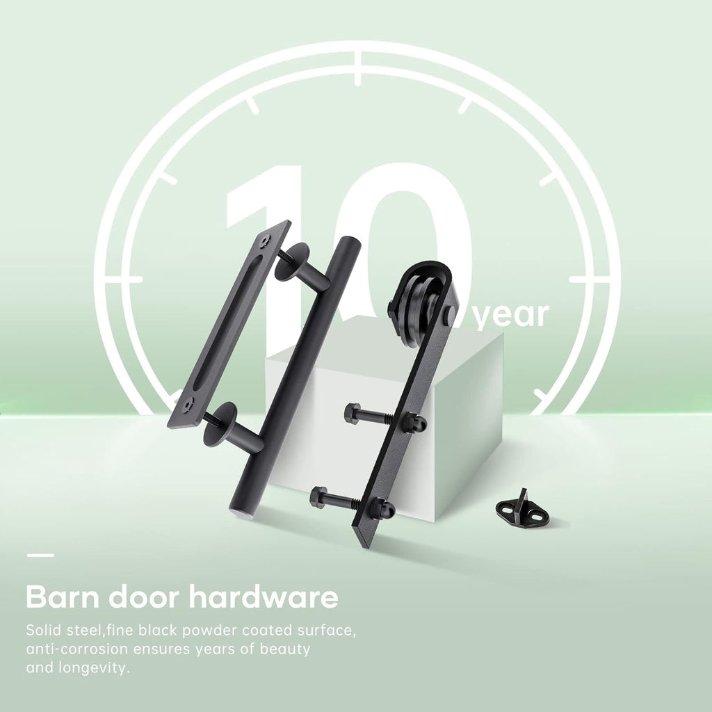 Fredbeck Double 21inx84in White Barn Door and 7FT Sliding Barn Door Hardware Kit Included,Solid