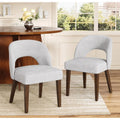 Garvee Dining Chairs Set of 2, Chenille Upholstered Kitchen Chairs, White