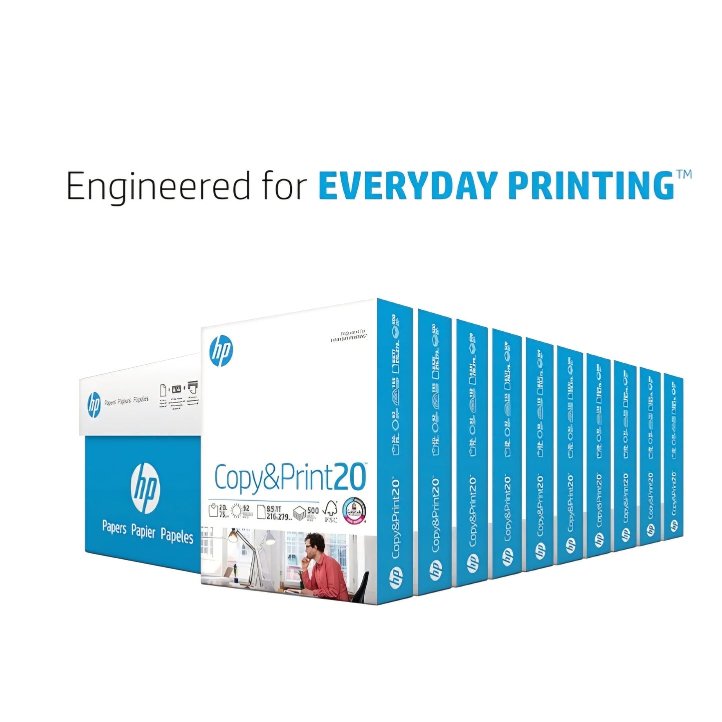 HP Printer Paper | 8.5 x 11 Paper | Copy &Print 20 lb | 10 Ream Case - 5,000 Sheets | 92 Bright