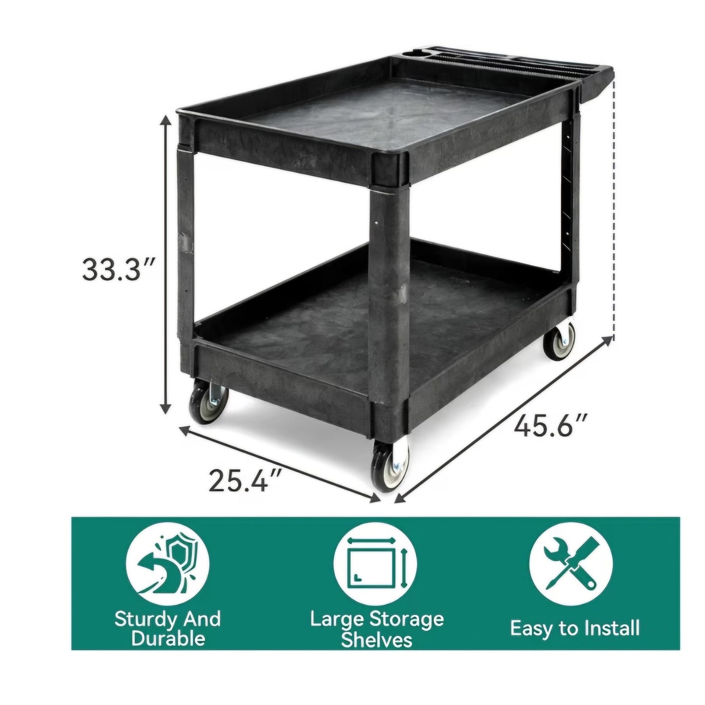 YITAHOME Utility Cart on Wheels, 550 lbs Capacity, 45 x 25 Inch Rolling Work Carts with Wheels