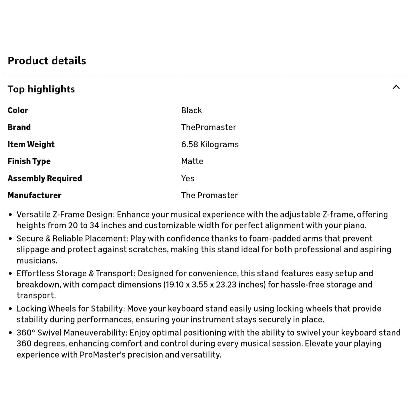 The Promaster Z-Design Keyboard Stand - Adjustable 20-34 Inches