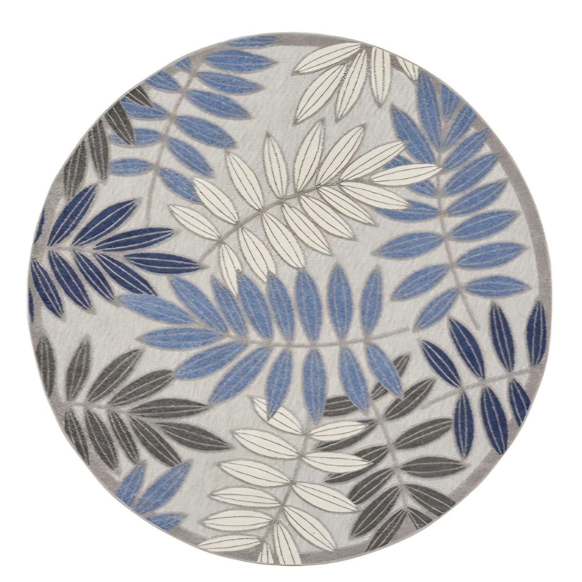 Nourison Home Aloha Indoor/Outdoor Grey/Blue 7’10” x Round Area Rug