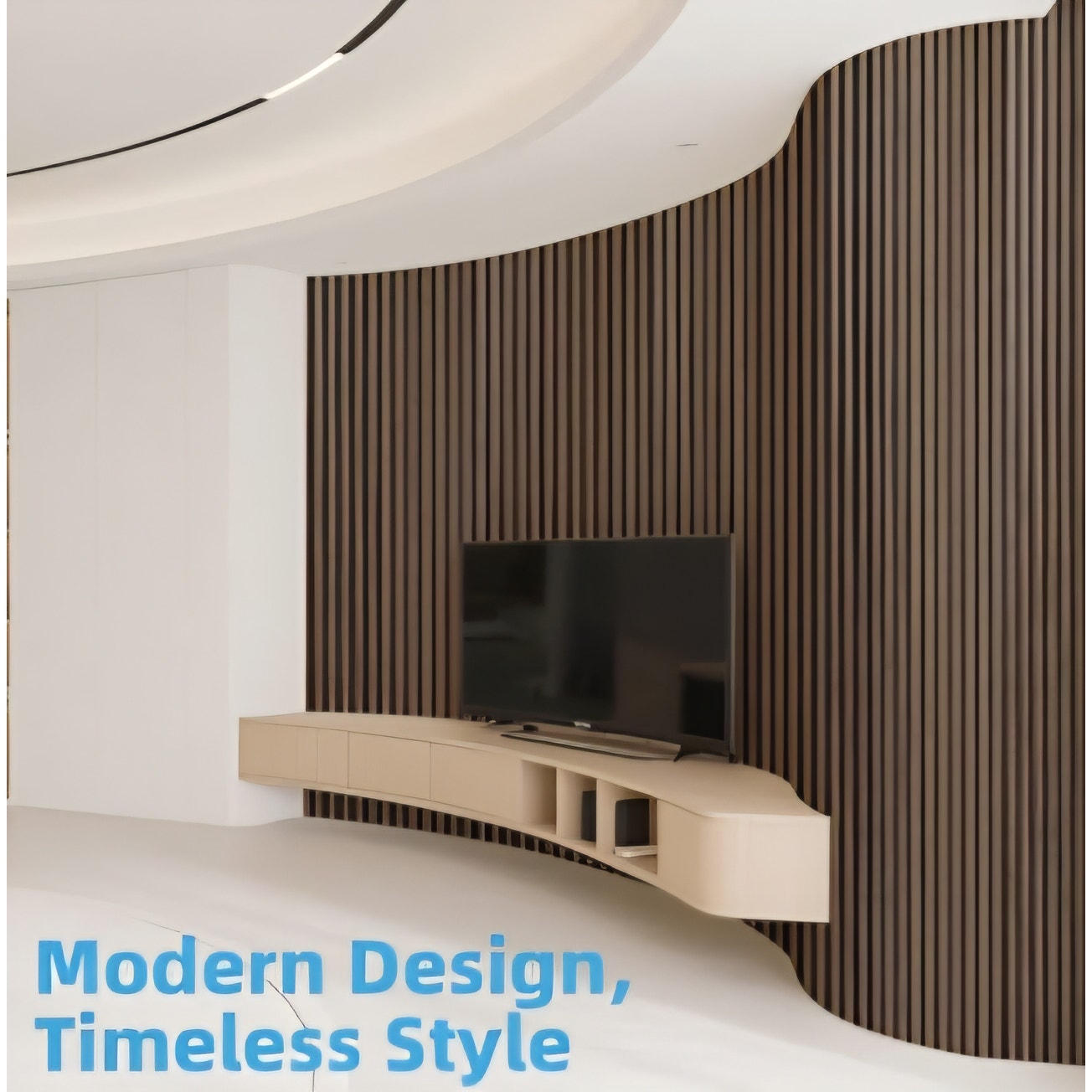 Art3d 1-Pack Acoustic Wood Slat Wall Panel with Roll-Flat Design - 95.3 x 23.8 Inch Sound Absorbing