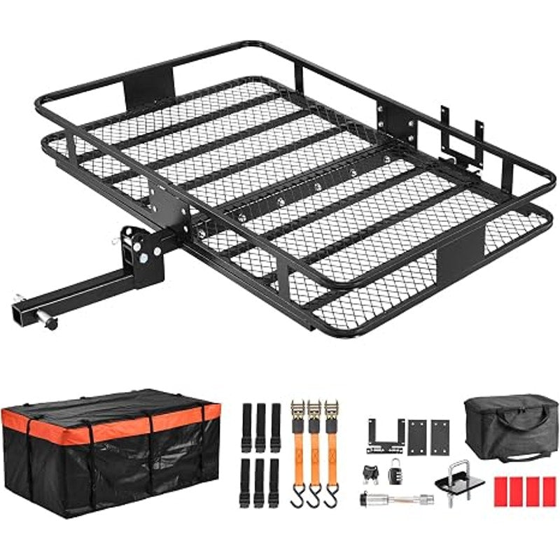 VEVOR Hitch Mount Cargo Carrier, 60" x 36" x 6" Folding Rear Luggage Rack Basket,  500LBS Capacity.