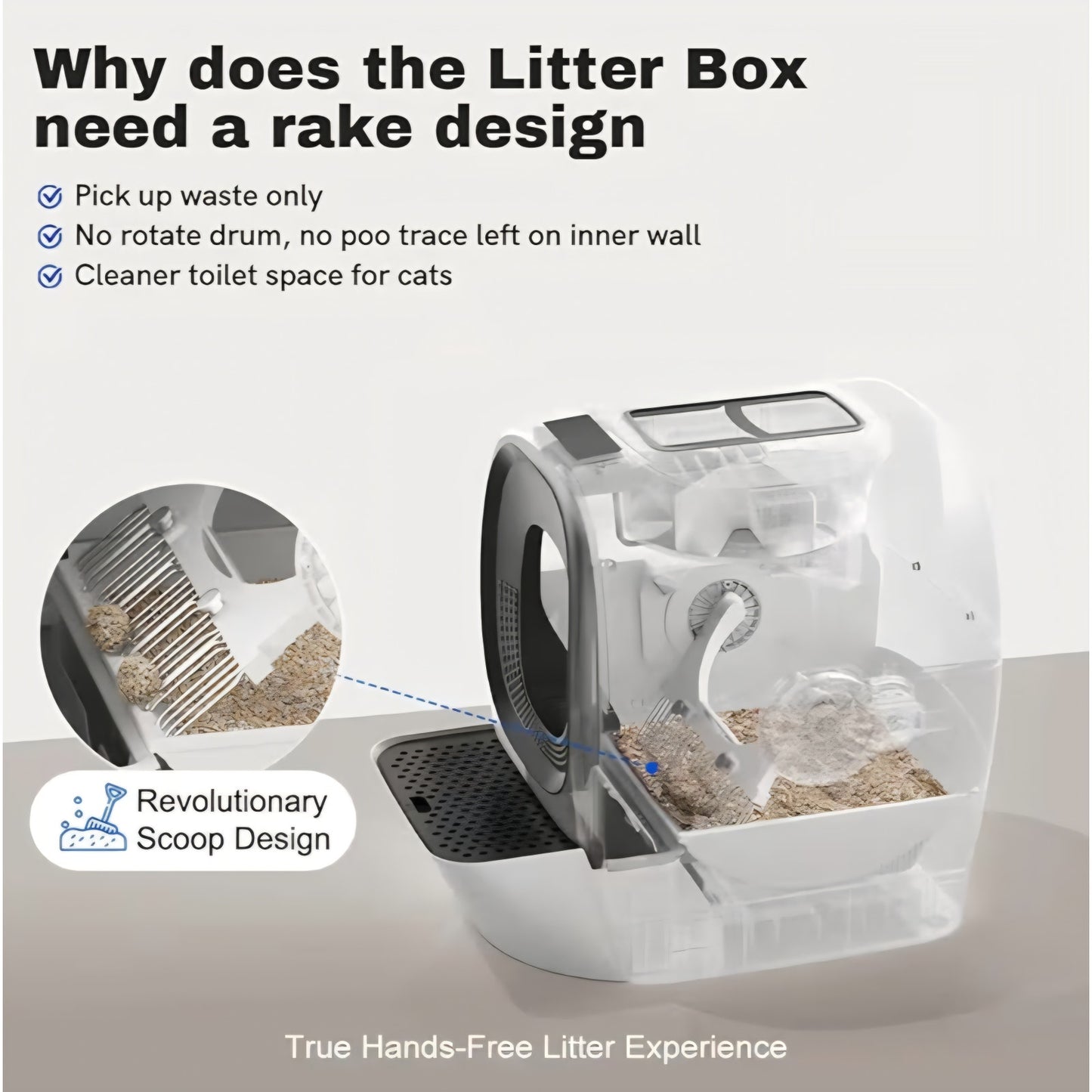 Self Cleaning Litter Box Auto Refill, Automatic Robot Litter Box for Multiple Cats, Hand-Like Rake