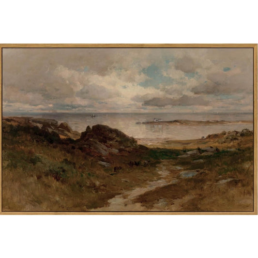 WITCOLOR Framed Large Canvas Wall Art, 16×24in Vintage Wall Art Decor for Living Room Nature Landscape Seaside Wood Wall Art Prints Classical Scenery Painting for Bedroom Office Home Decoration