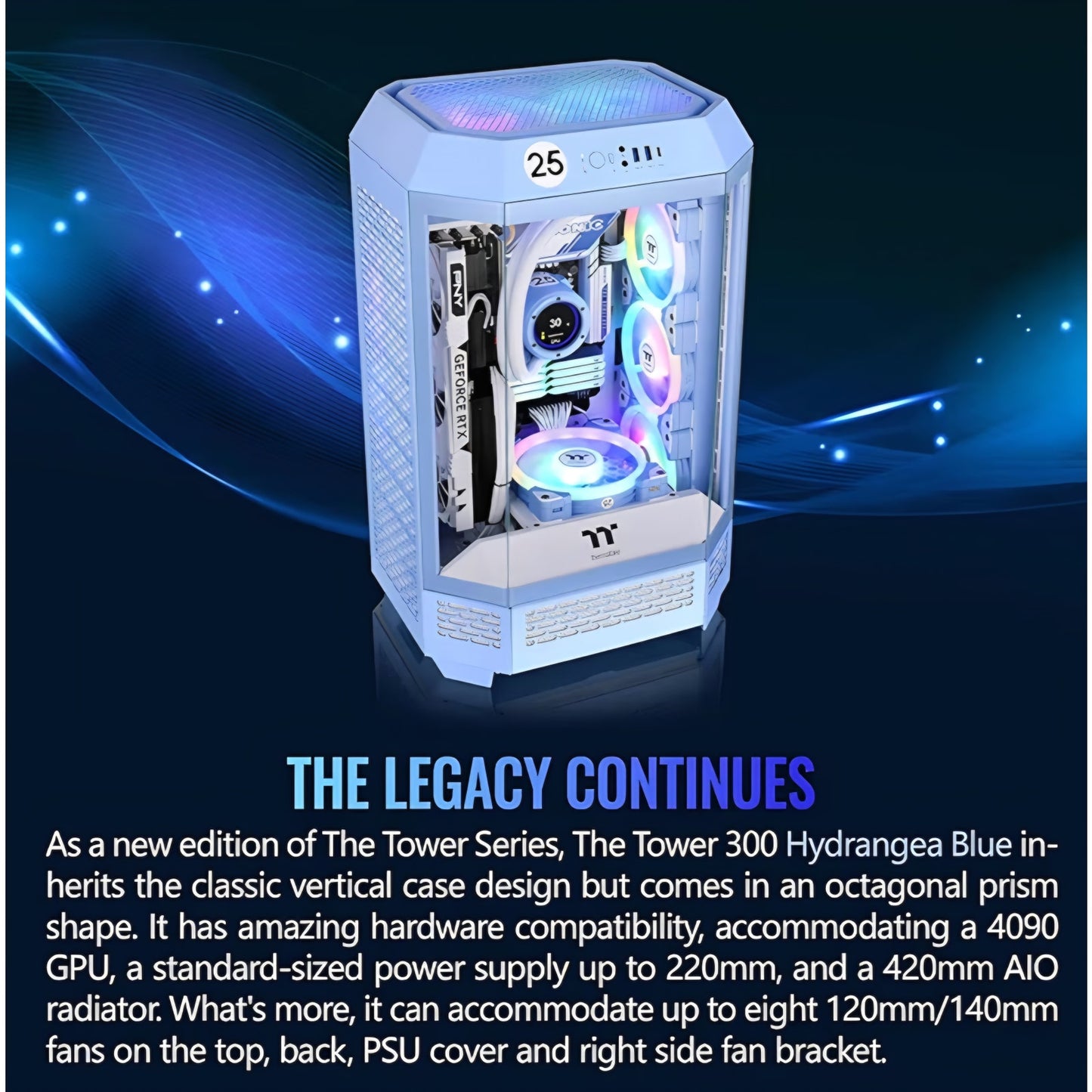 Thermaltake Tower 300 Hydrangea Blue Micro-ATX Case; 2x140mm CT Fan Included