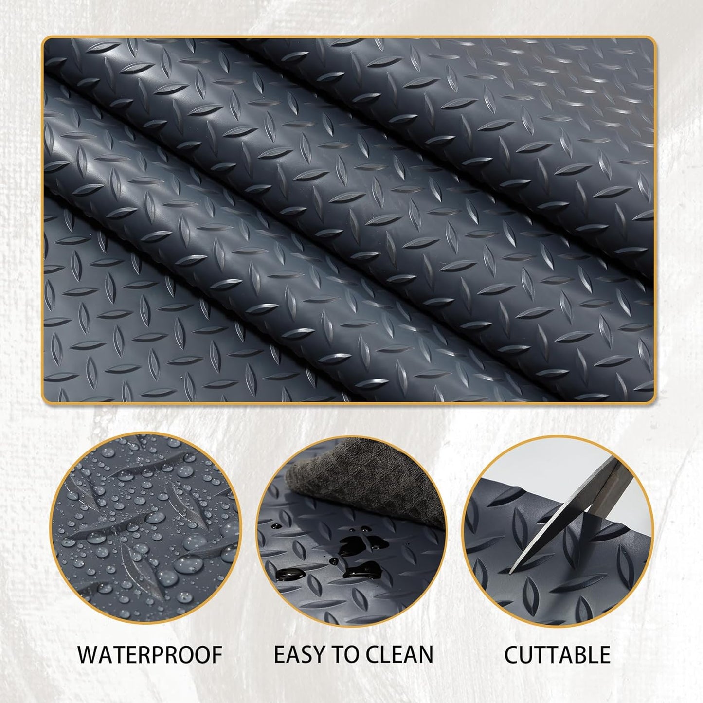 20x8 FT Dark Grey Garage Floor Mat, Heavy-Duty 0.11" Thickened PVC, Non-Slip Protection for Gym,