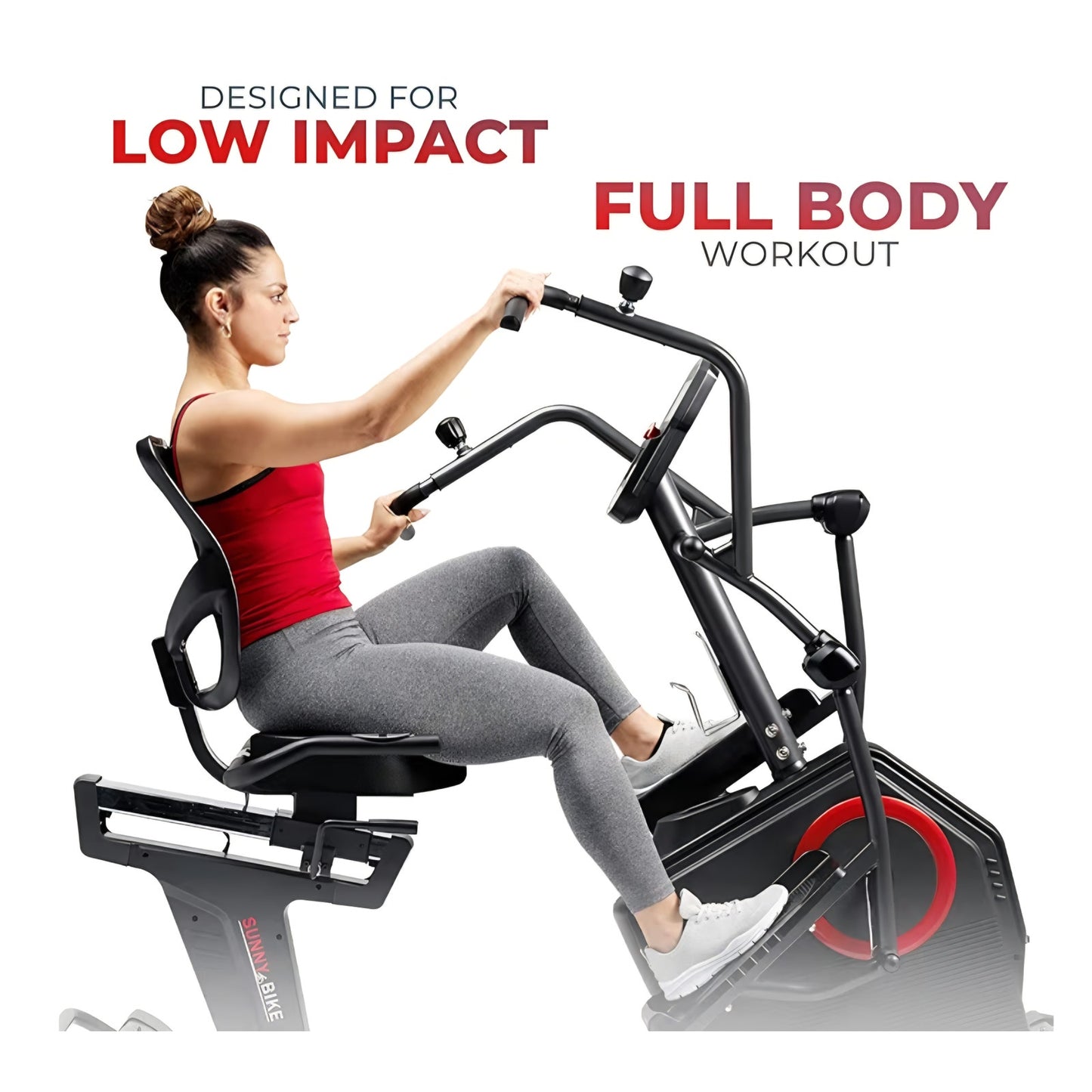Sunny Health & Fitness Elite Recumbent Cross Trainer & Elliptical Machine with Arm Exercisers