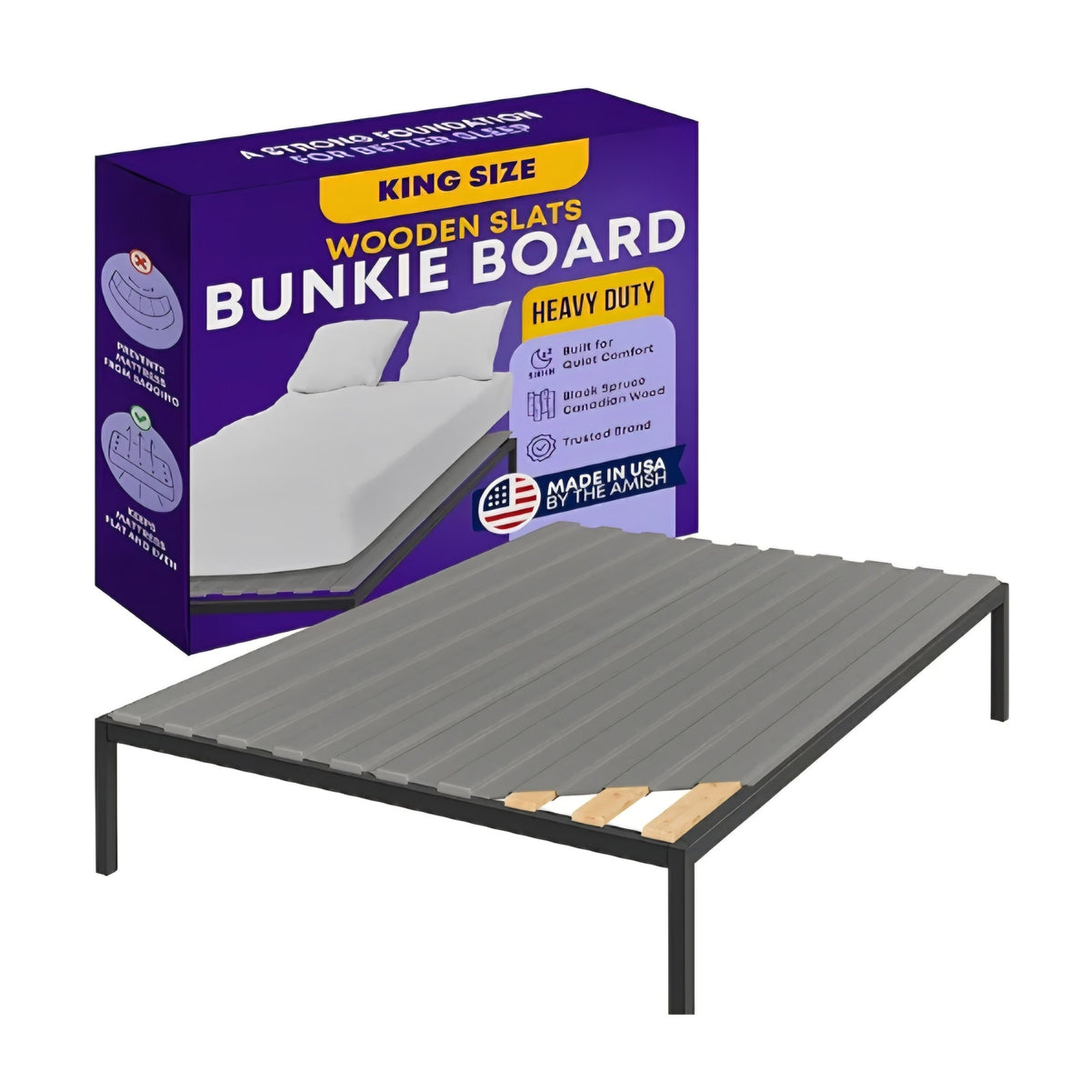 Greaton, Wooden King Bed Slats for Support Under Mattress with Cover – Replacement Wood Slats