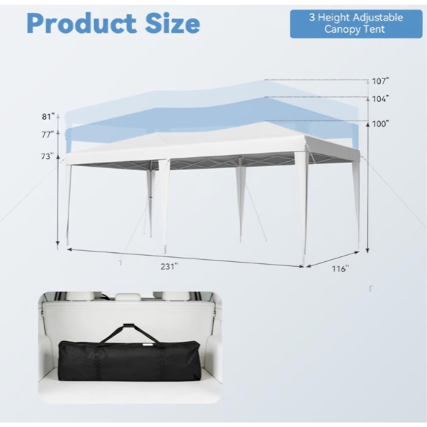 10x20 Pop Up Canopy Tent with Sidewalls, One-Push Instant Setup Waterproof Outdoor Canopy