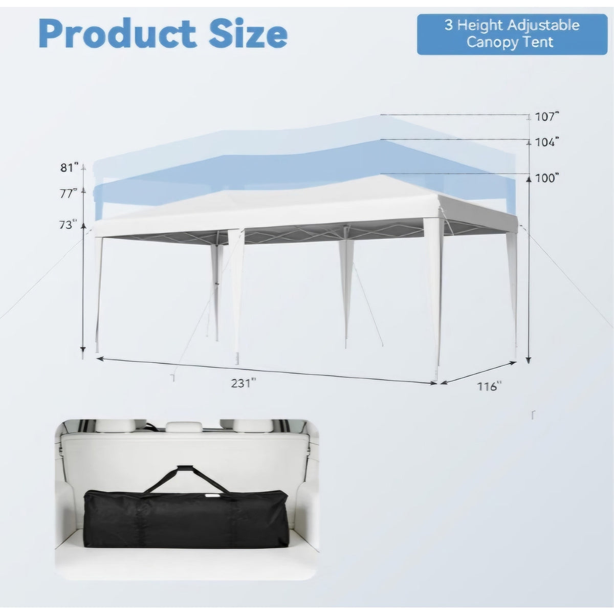 10x20 Pop Up Canopy Tent with Sidewalls, One-Push Instant Setup Waterproof Outdoor Canopy