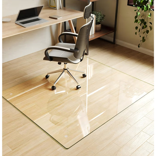 Koonmi Tempered Glass Chair Mat for Hardwood Floors & Carpets, 46" x 55“ Transparent