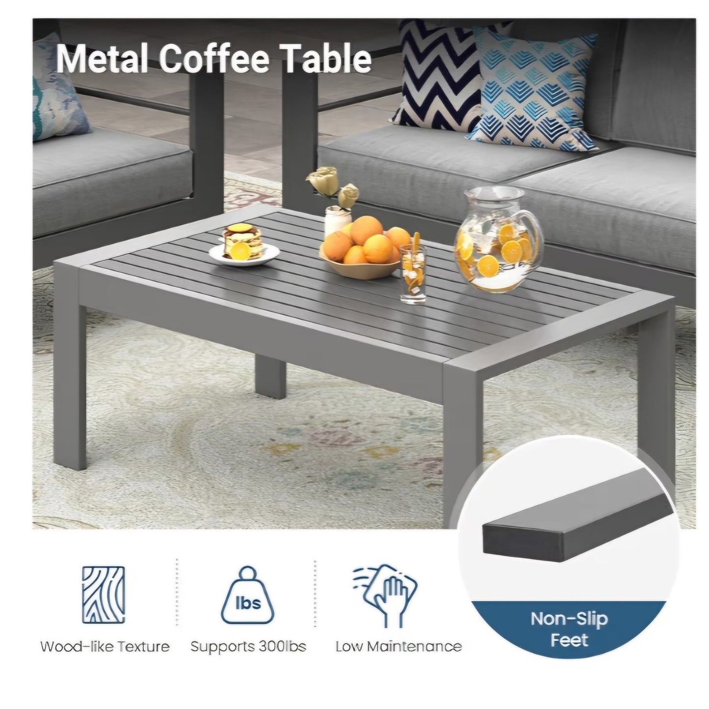 Wisteria Lane Metal Patio Furniture Set for All Weather, Oversized Heavy Duty Outdoor Furniture Set