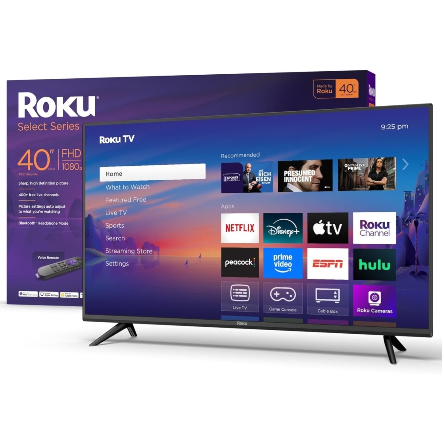 Roku Smart TV 2025 – 40-Inch Select Series, 1080p Full HD TV–RokuTV with Voice Remote – Flat Screen