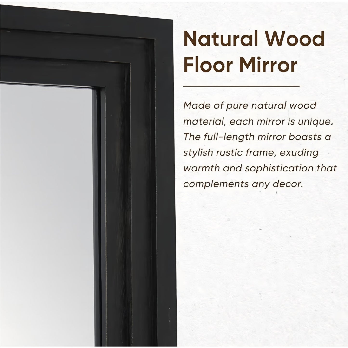 Full Length Mirror, 76"x34" Wooden Mirror Full Length with Stand Wood Floor Mirror