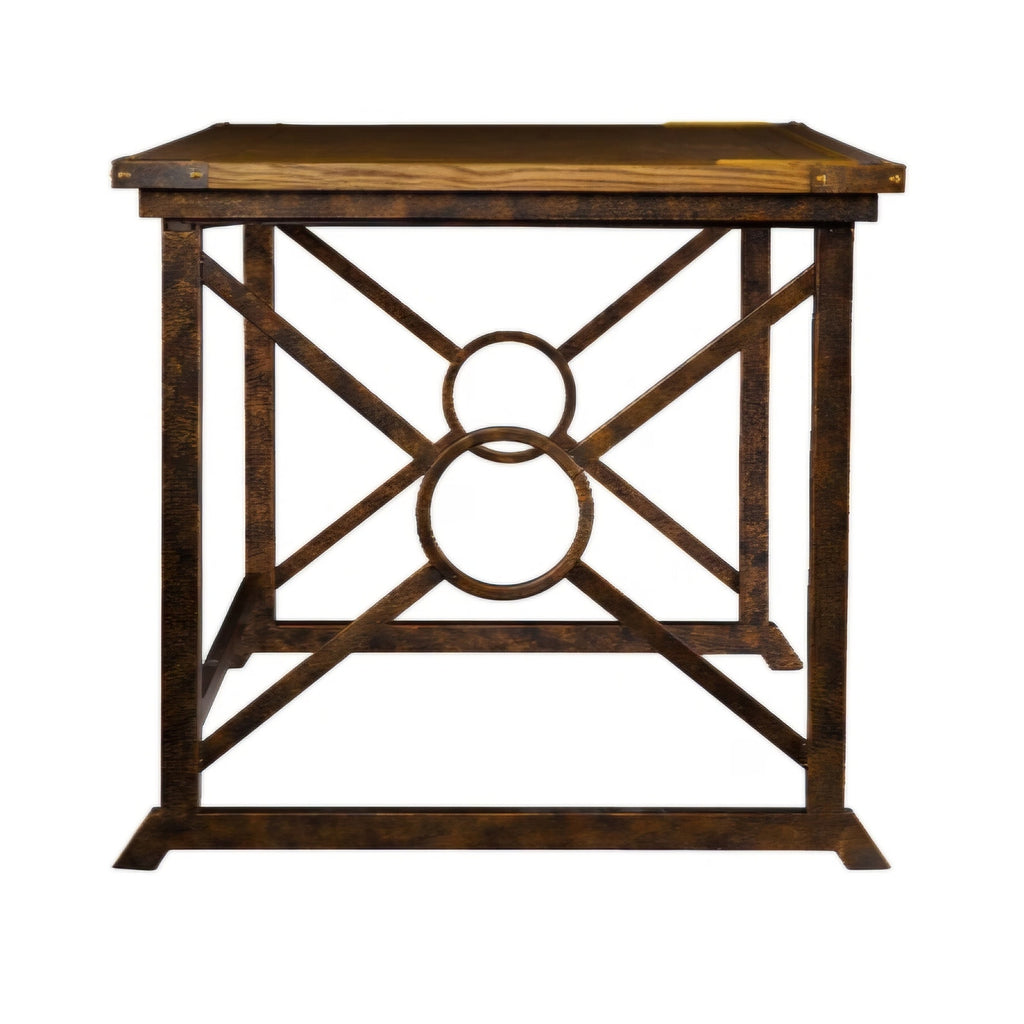 SEI FURNITURE Knightley Tilt Top Drafting Table - 51.5 inch Wide - Oak Wood Finish w/ Antique Brass