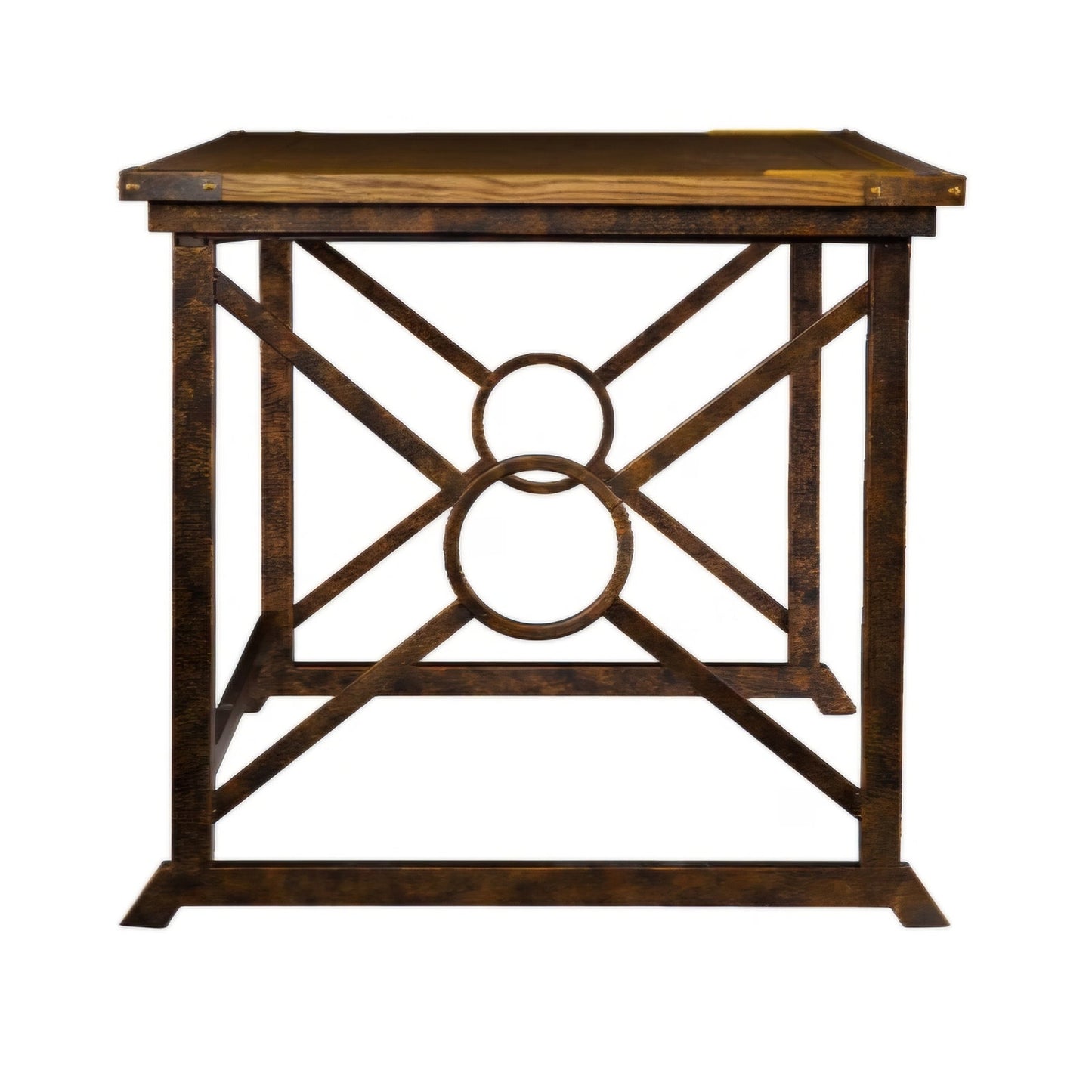 SEI FURNITURE Knightley Tilt Top Drafting Table - 51.5 inch Wide - Oak Wood Finish w/ Antique Brass