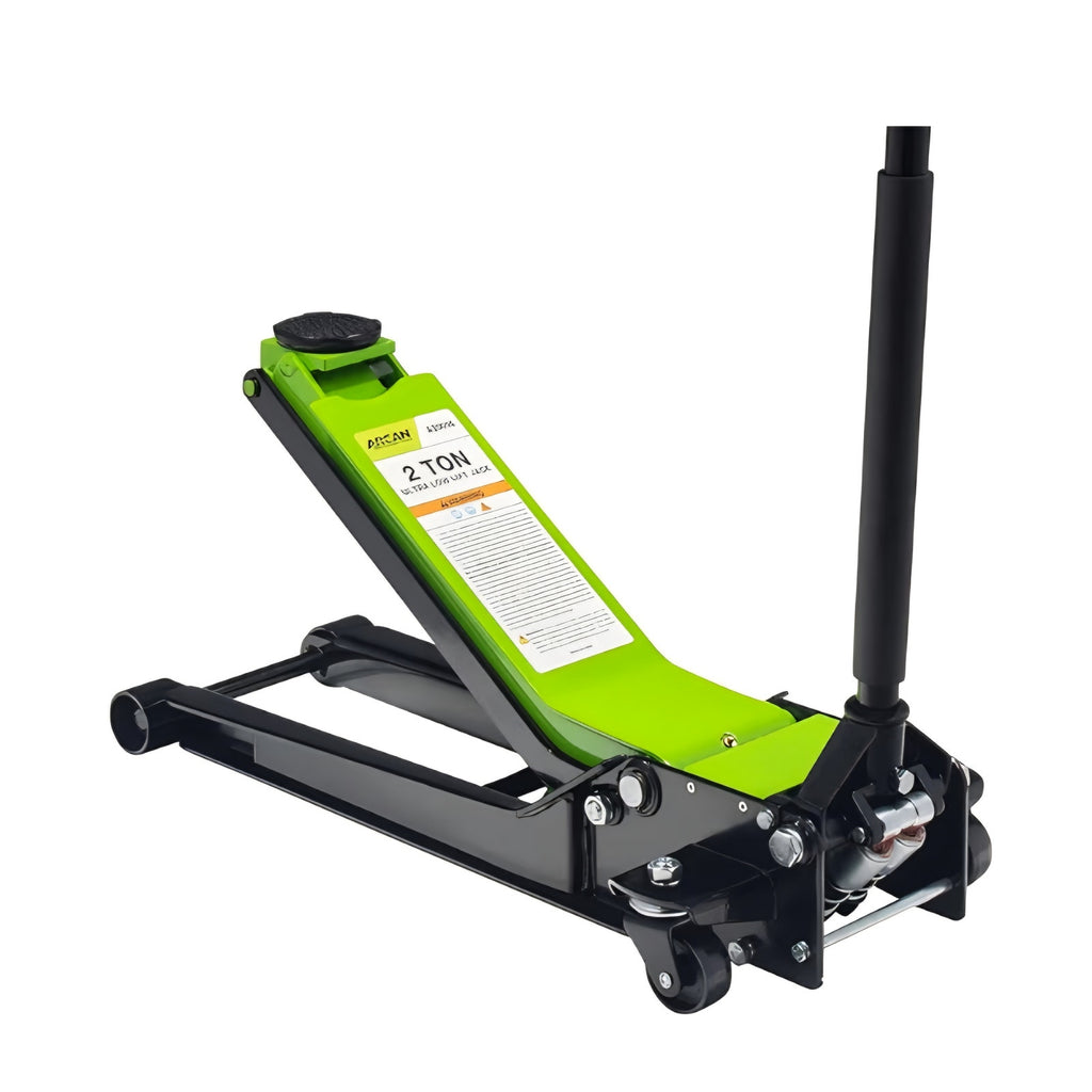 Floor Jack ARCAN 2-Ton Extra Long Reach Low Profile Steel Floor Jack, Dual Pump Pis 2.75" – 24"Lift