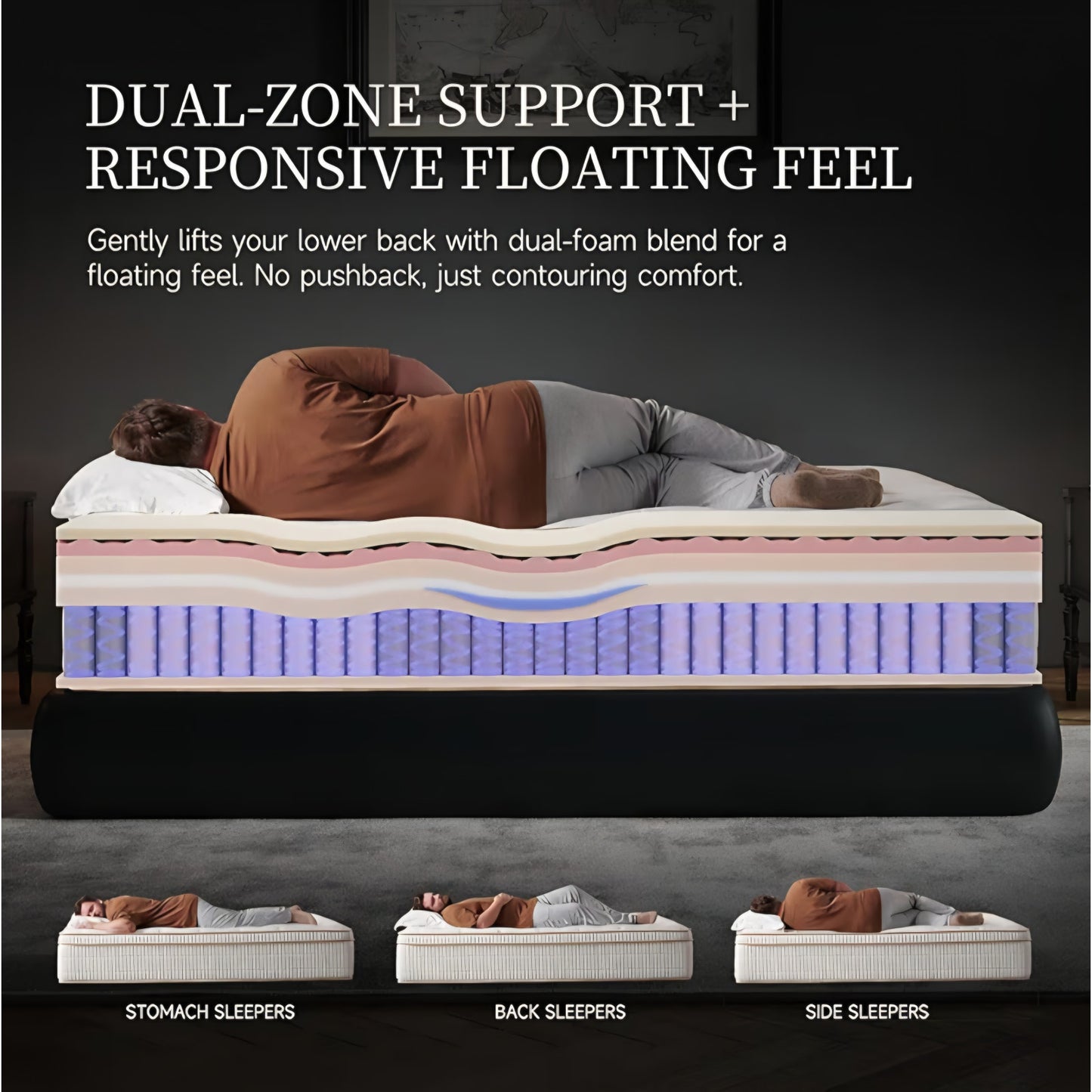 14 Inch King Size Mattress, Hirelix Firm with Memory Foam and Individually Wrapped Pocket Coils,