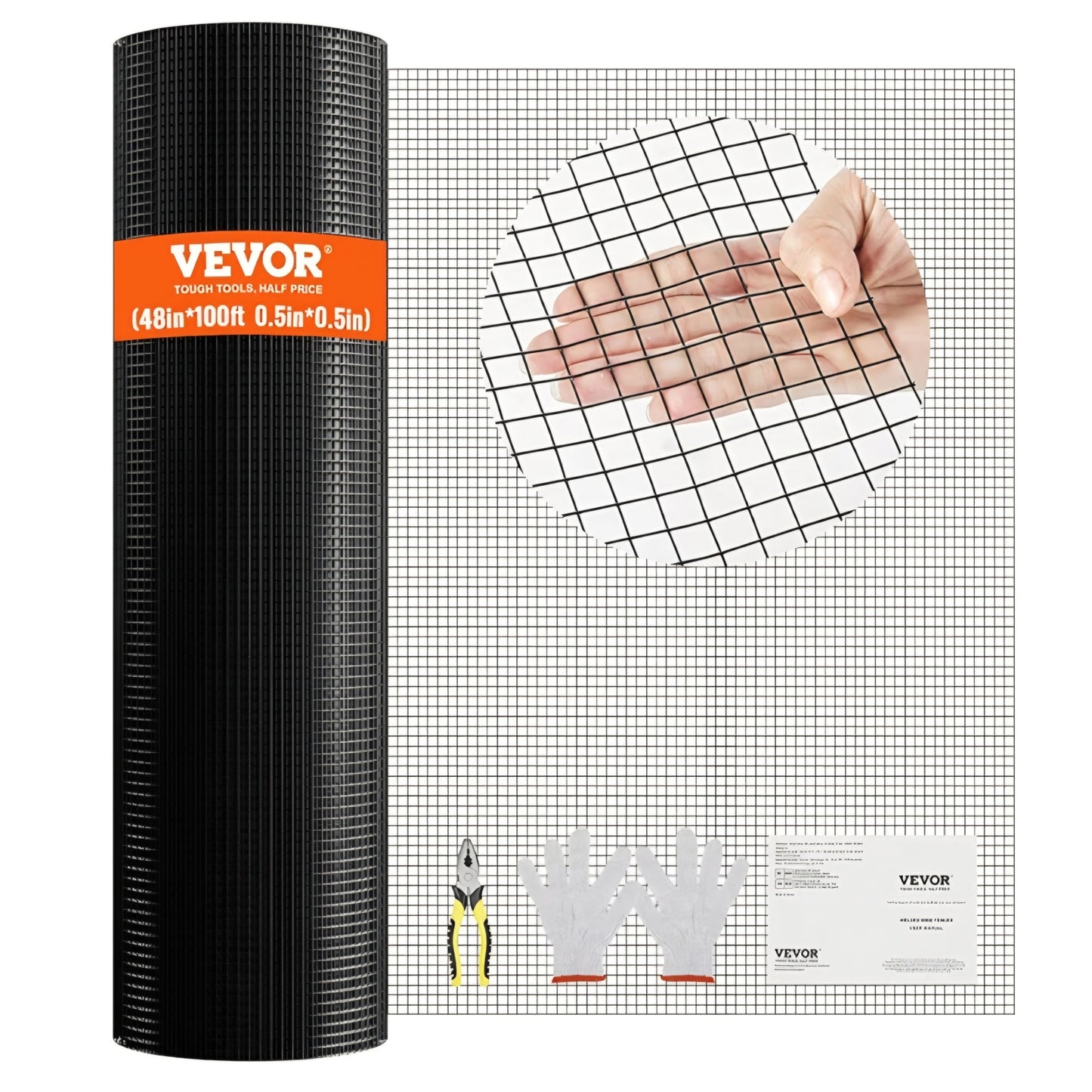 Hardware Cloth, 48'' x 100' 1/2inch Galvanized Wire Mesh Roll, 19 Gauge Chicken Wire Fencing Roll