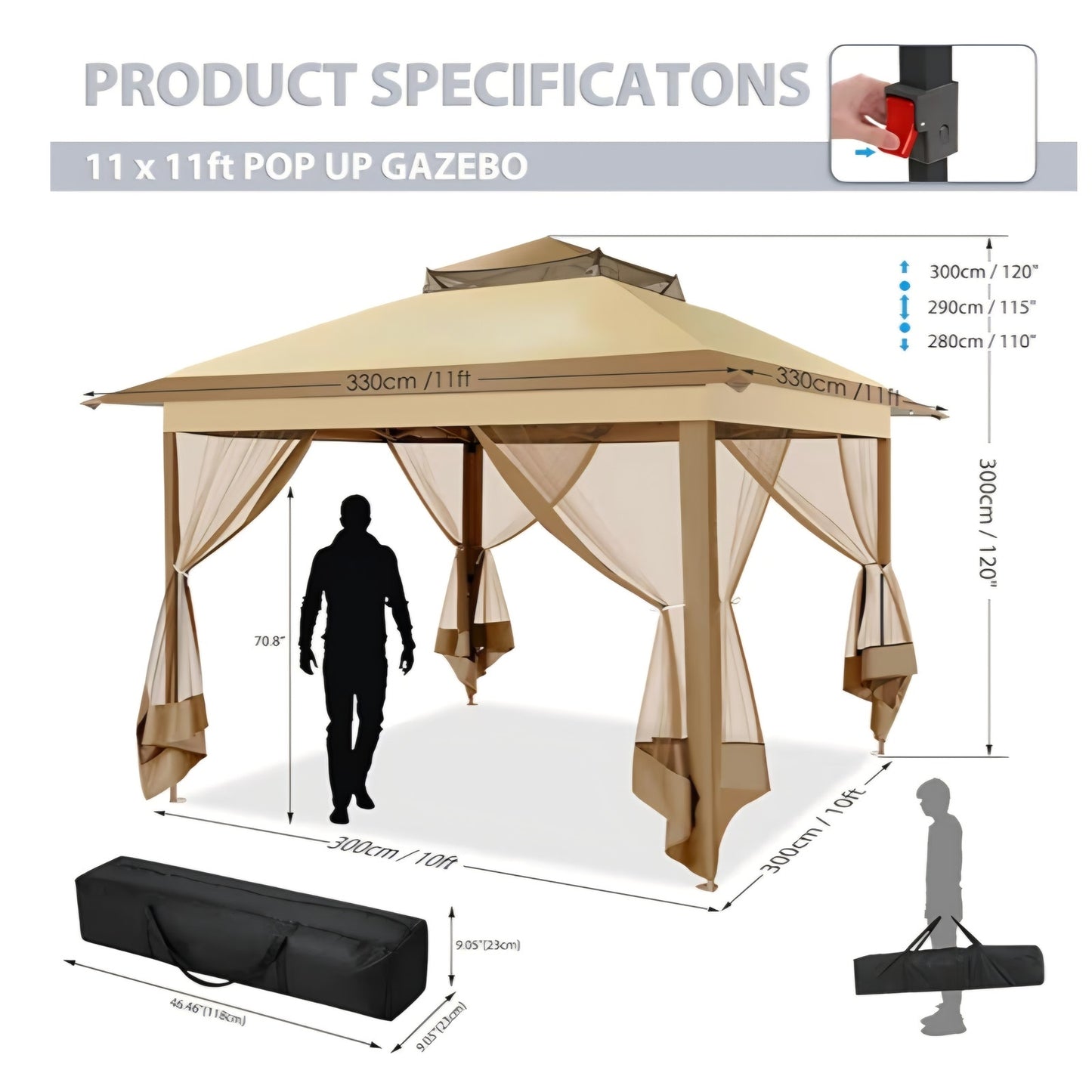 COBIZI Pop Up Gazebo 10x15 One-Push Canopy Tent, Carpas Para Patio