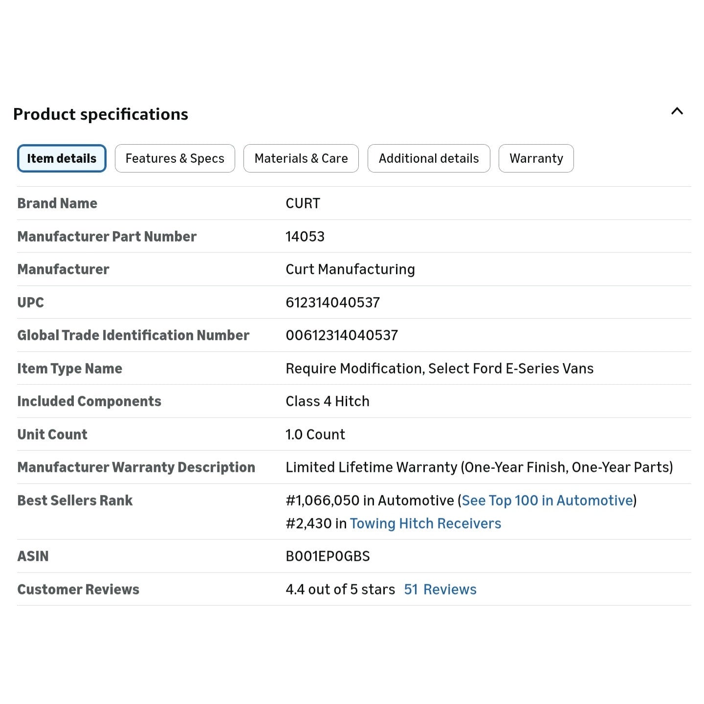 Class 4 Trailer Hitch, 2-Inch Receiver, Exhaust May Require Modification