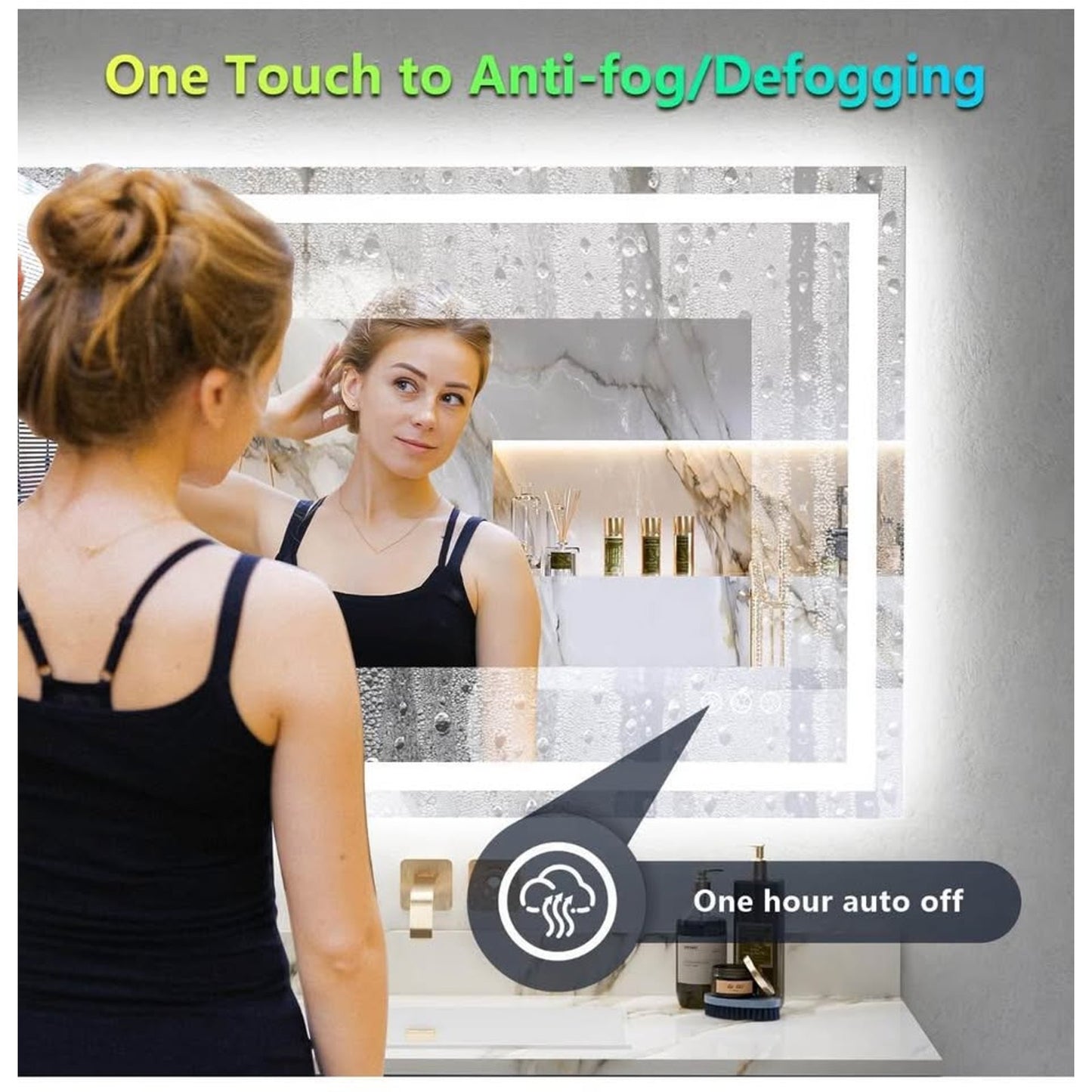 48x38 Inch RGB LED Bathroom Mirror Front Light and RGB Backlit Lighted Vanity Mirror for Bathroom Wa