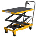 Hydraulic Lift Table Cart, 440lbs Capacity 49.6'' Max Lift, Double Scissor Lift Table w/4 Wheels