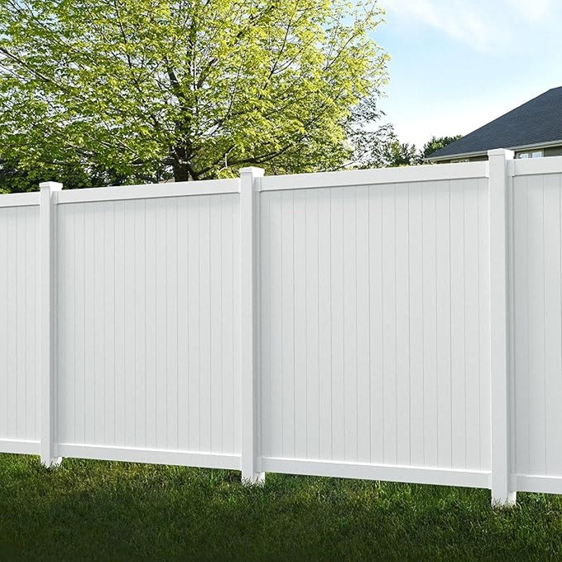 6ft H x 6ft W (1 Panel + 1 Post) Permanent No Dig WamBam Cambridge Fence Kit, Durable White Vinyl.