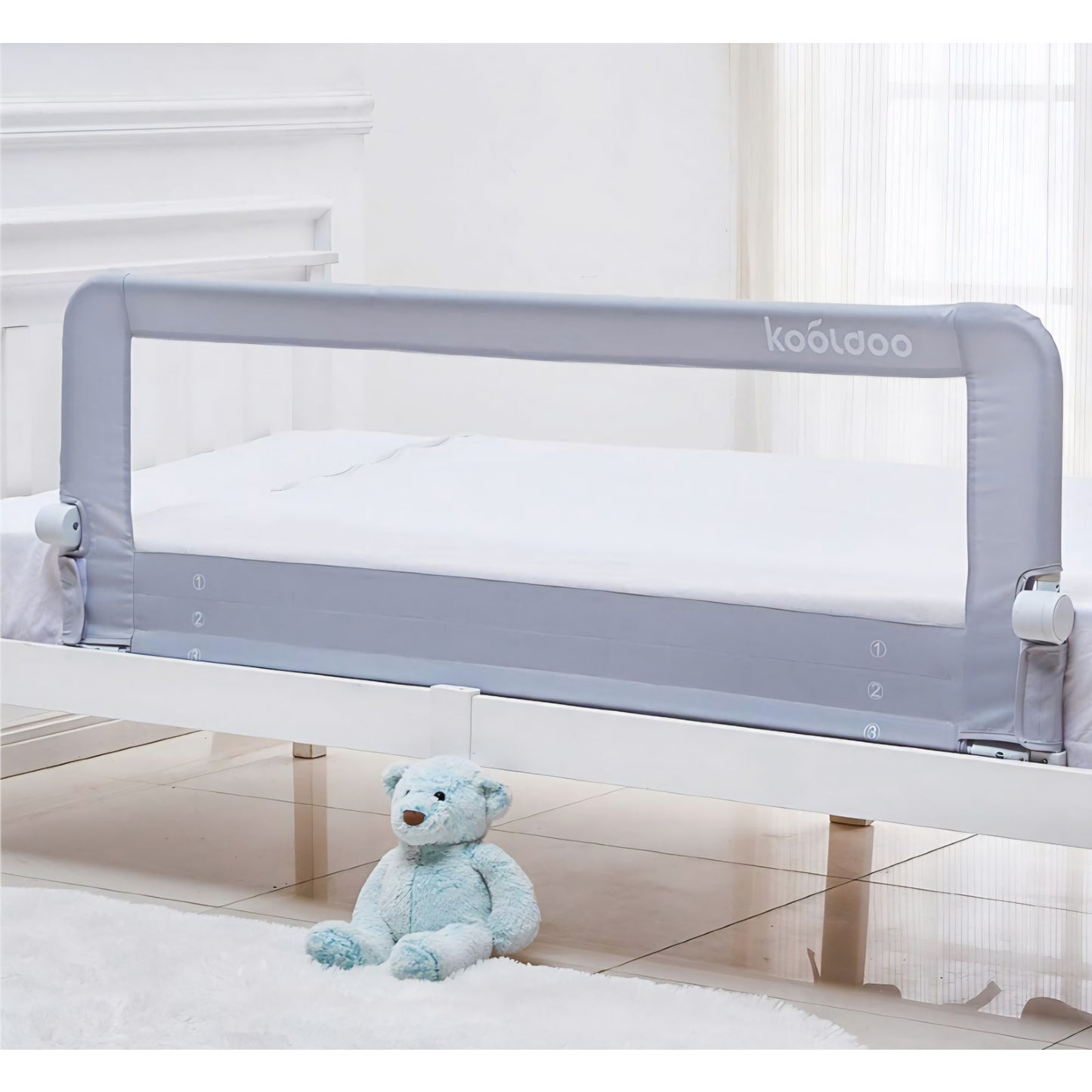 Baby Toddler Bed Rail 59 inch Guard Extra Long Foldable Tall Safety Bedrail with Reinforced Anchor