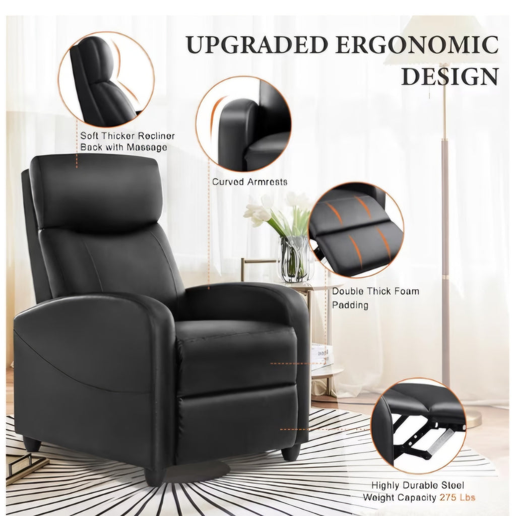 Sweetcrispy Massage Recliner Chair for Adults, Adjustable Home Theater Seating with Lumbar