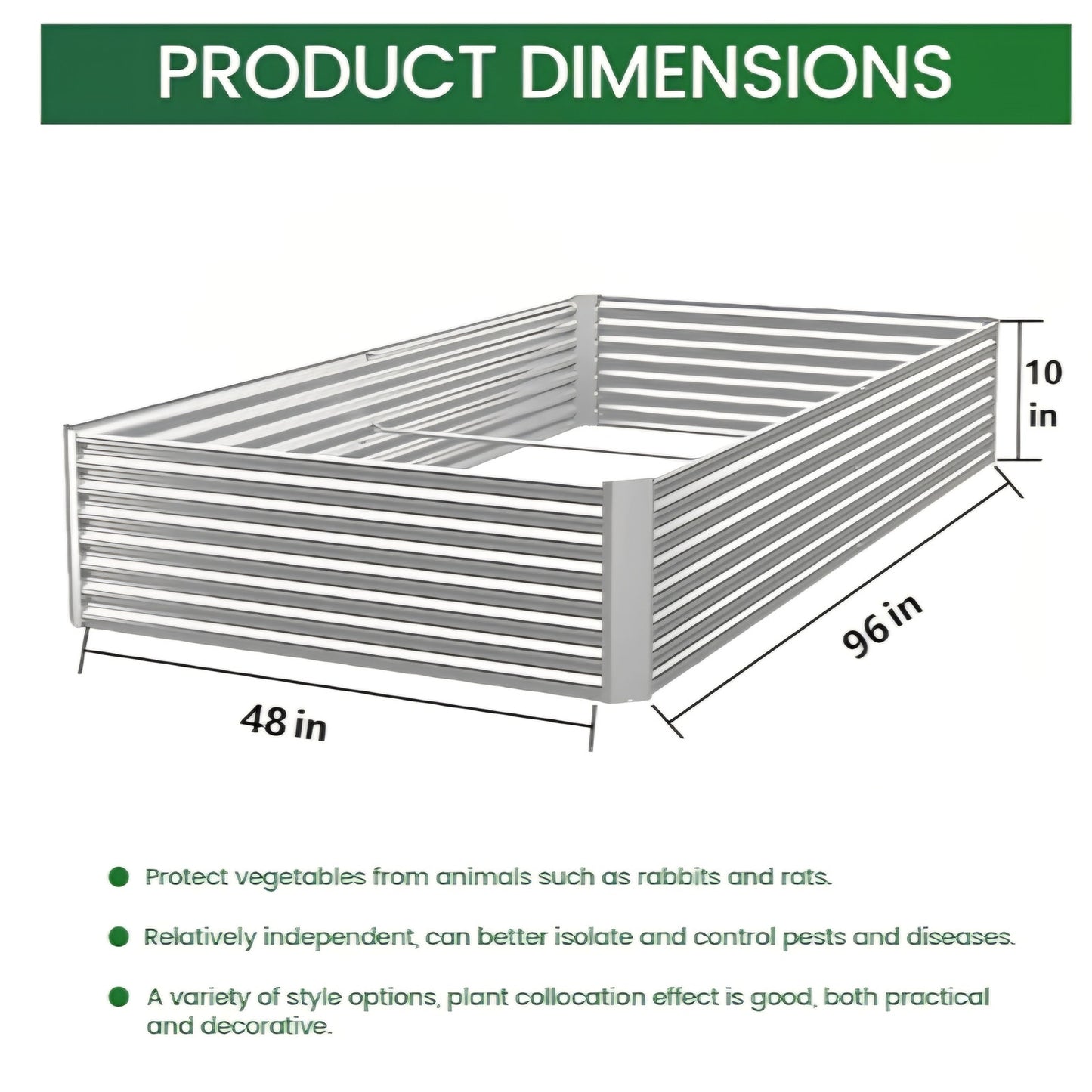 BTDVR 3 Pcs 8×4ft Galvanized Raised Garden Bed Outdoor, Metal Raised Beds for Vegetables,