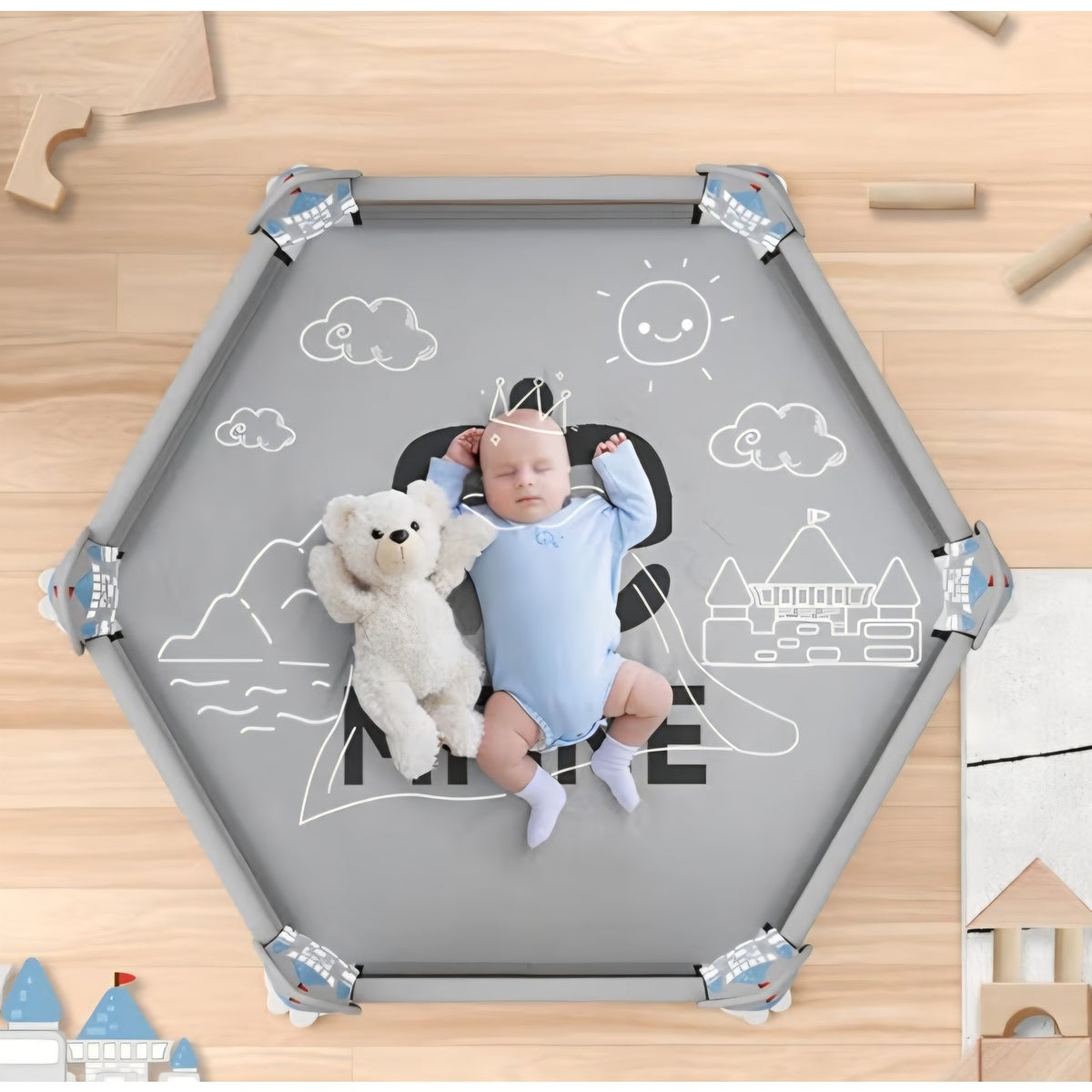 Baby playpen,50 * 50Large Baby Playground,Sturdy Safe playpen for Babies,Hexagon