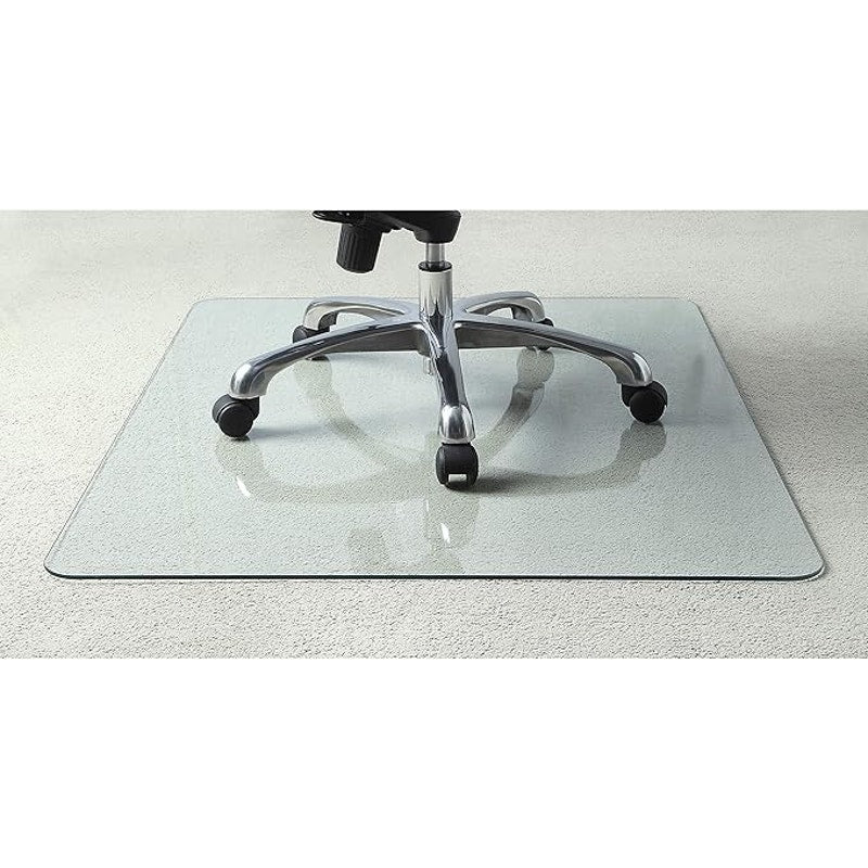 Lorell Tempered Glass Chairmat, 44" Width x 50" Depth x 0.25" Thickness, Clear, 1 Each.Rectangular