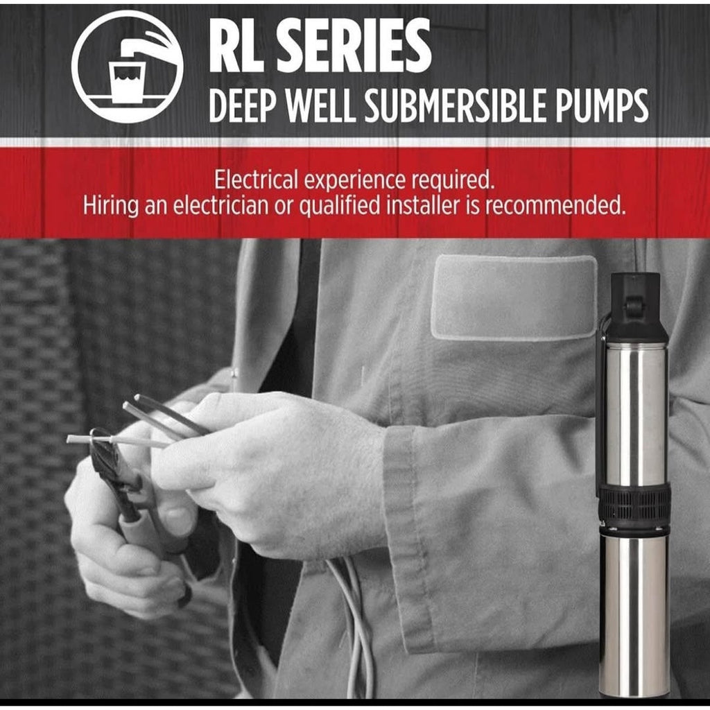 Red Lion 14942406 RL12G07-3W2V 4-inch Submersible Deep Well Pump with Control Box, 3/4 HP, 12 GPM, 3
