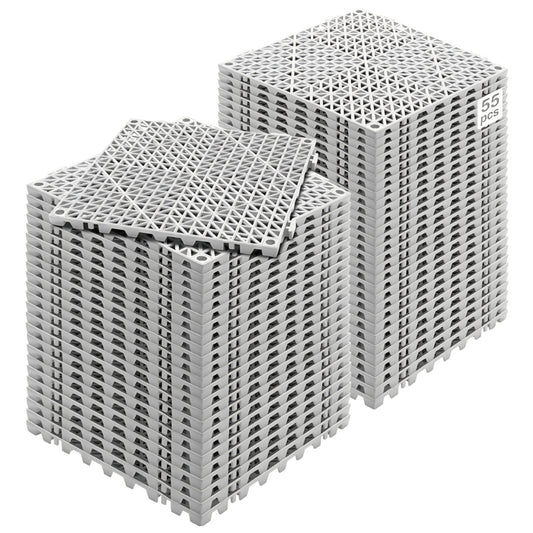 Interlocking Tile 55PCS, Drainage Tiles 12" x 12" Splicing, Soft PVC Interlocking Drainage Floor Ti