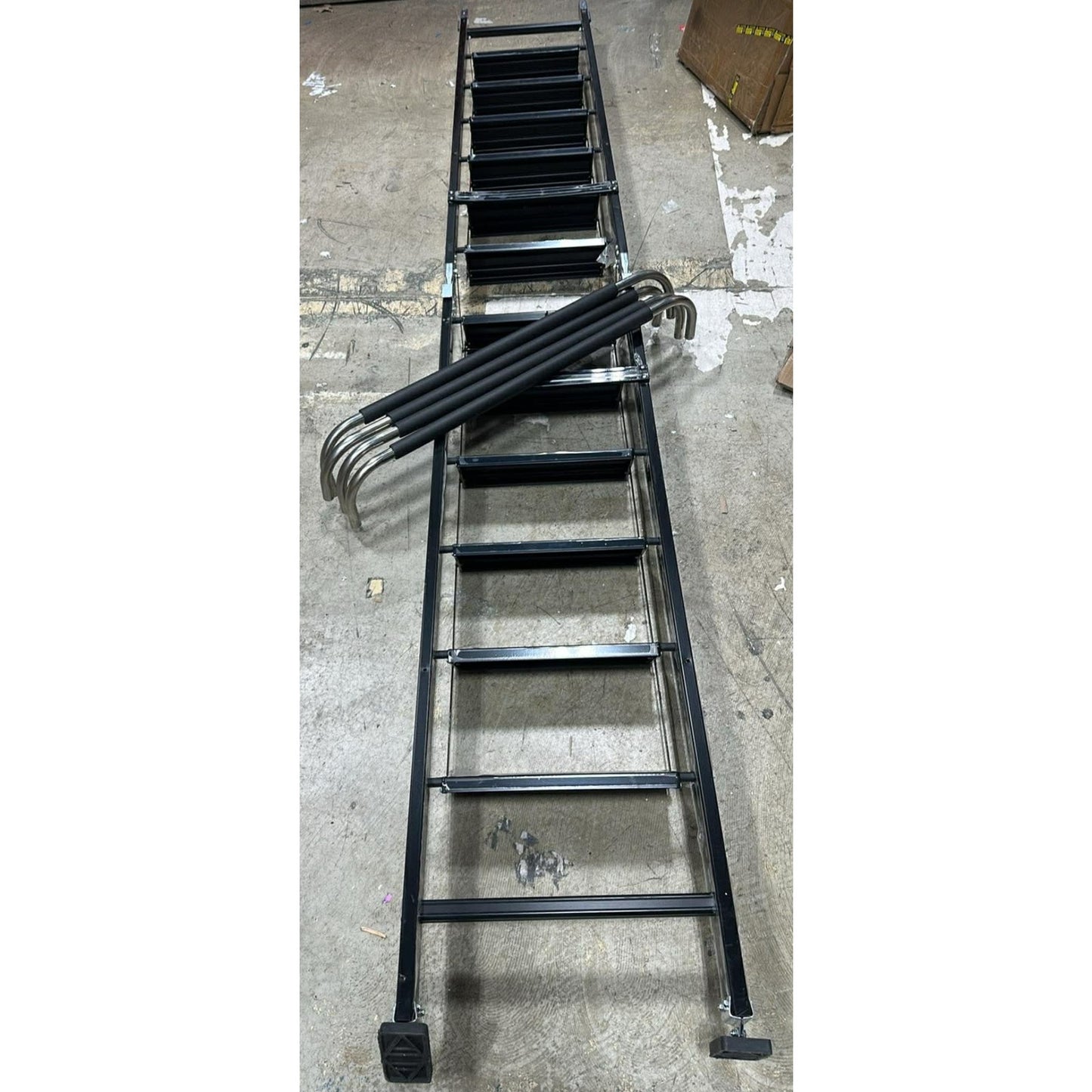 Foldable Aluminum Loft Stairs Ladder, 12 Step Folding Bunk Bed Ladders with Handrails
