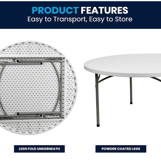 Flash Furniture 5' Round All-Occasion Plastic Folding Event Table
