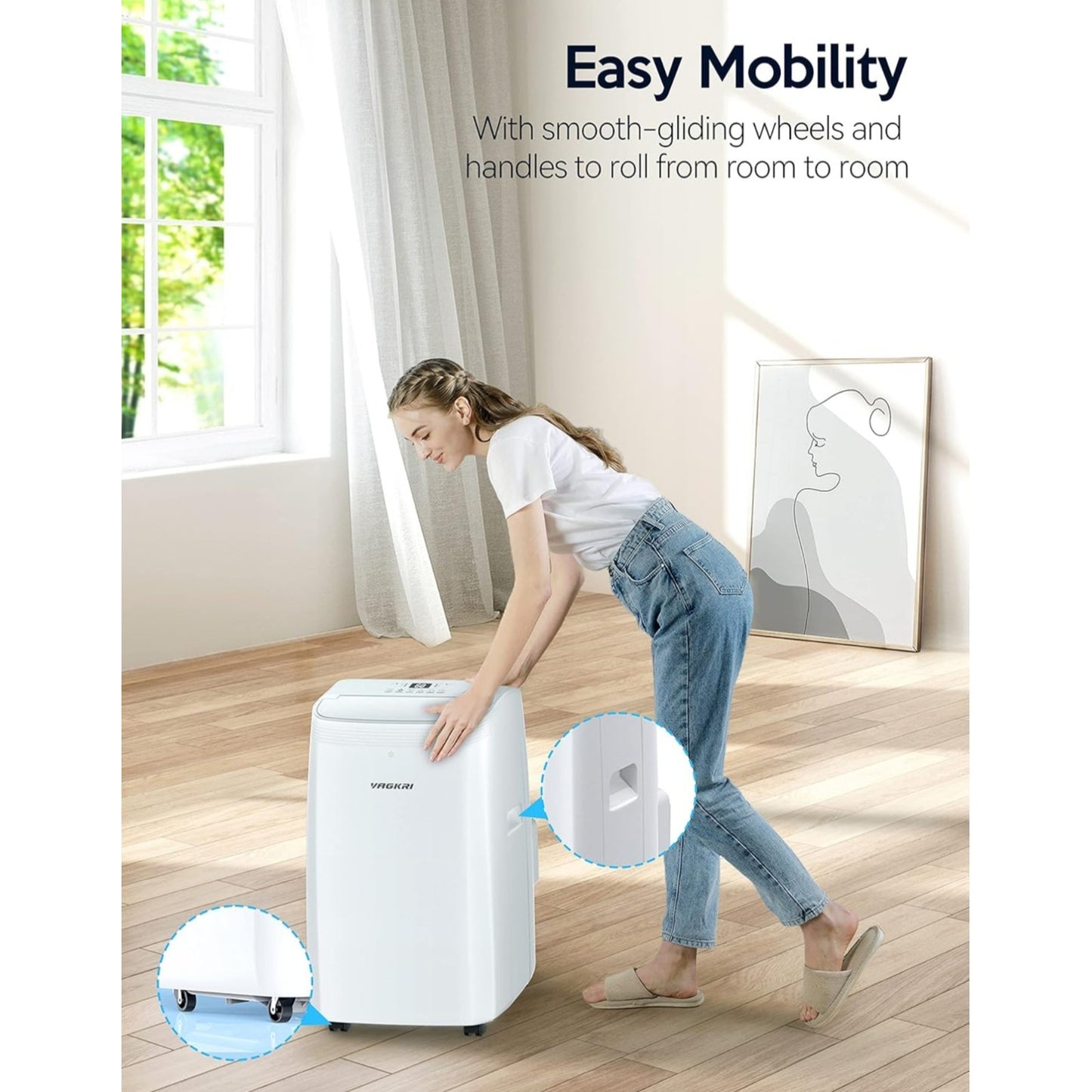 VAGKRI 12,000 BTU Portable Air Conditioner, 3-in-1 AC with Fan & Dehumidifier, Cools up to 450 Sq.F