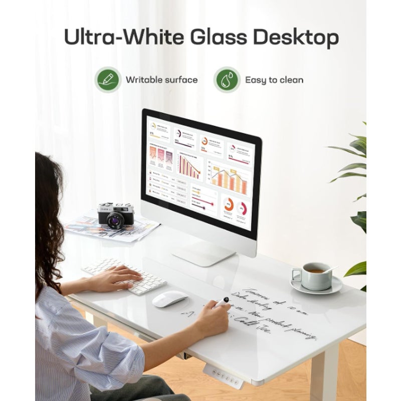 Marsail Glass Standing Desk with Drawer 37 x 22 Inches Stand up Desk Standing Desk
