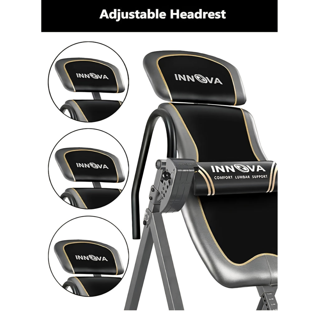 Innova Inversion Table with Adjustable Headrest, Reversible Ankle Holders, and 300 lb Weight Cap