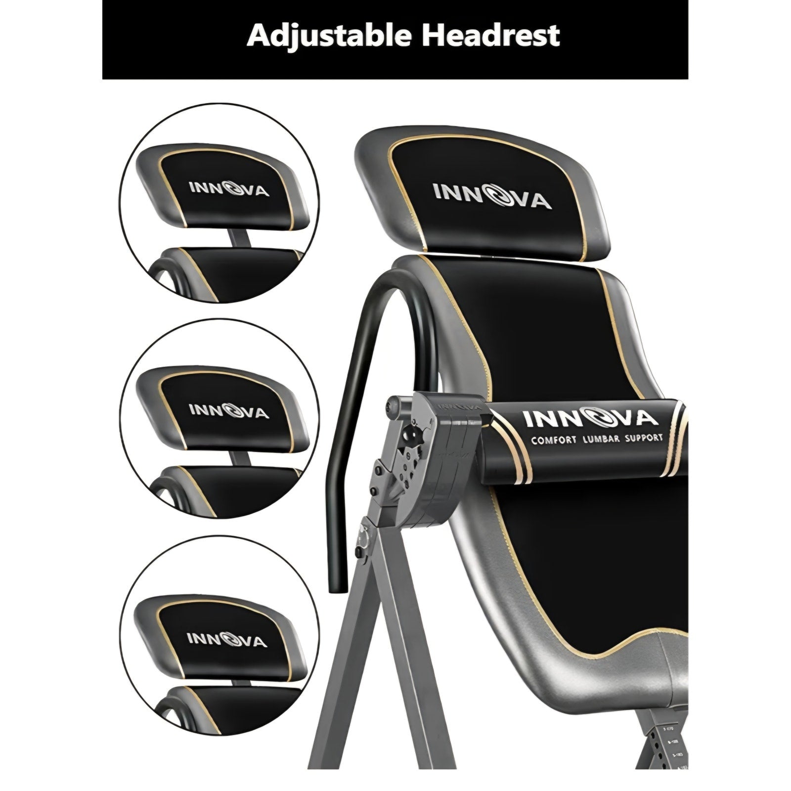 Innova Inversion Table with Adjustable Headrest, Reversible Ankle Holders, and 300 lb Weight Cap