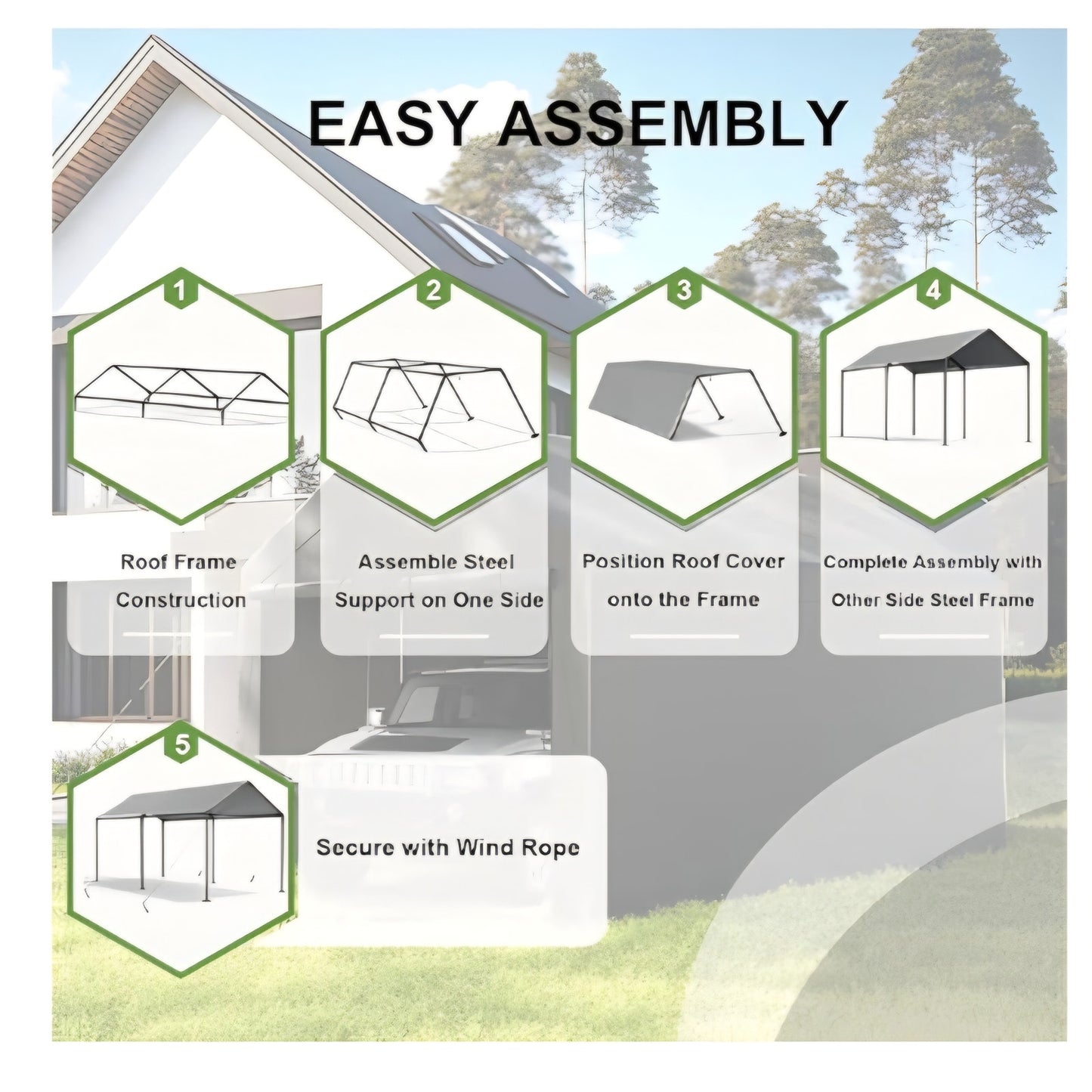 Carport, 12x20ft Heavy Duty Portable Garage, Car Port with Storage Shed, Car Canopy Car Tent with