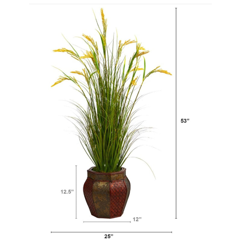 Nearly Natural 53in. Wheat Grain Artificial Plant in Decorative Planter
