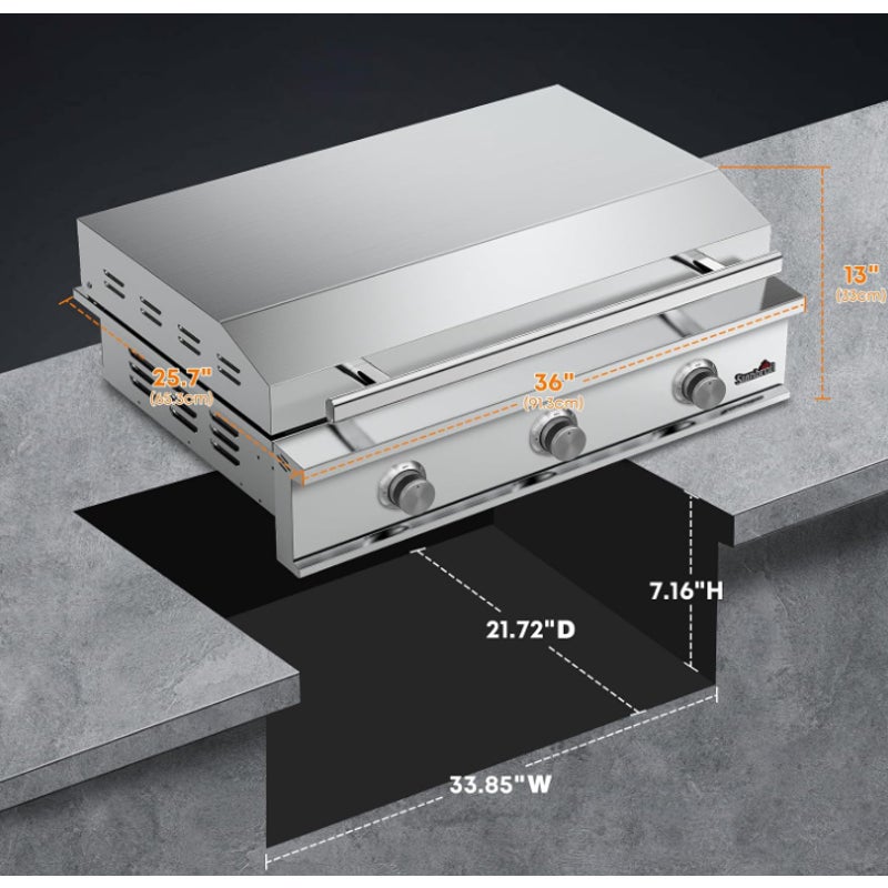 Stanbroil 36-Inch Built-In Natural Gas Griddle for Outdoor Kitchen