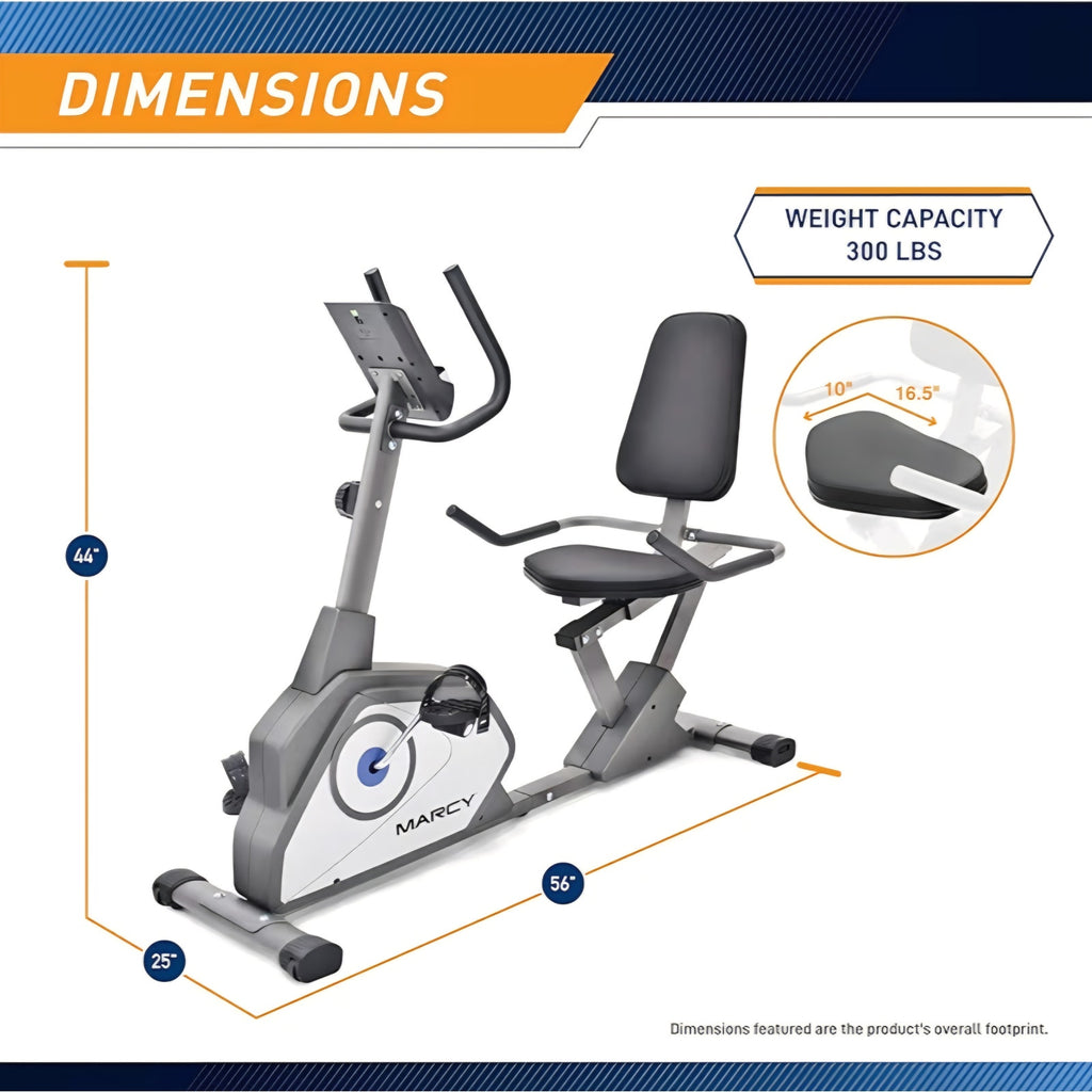 Marcy Magnetic Recumbent Exercise Bike with 8 Resistance Levels